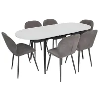 Set masă și scaune Evelin DT 533R B + 6 YTC-064B UF885-15 Ovală / PAL / Dark Gray