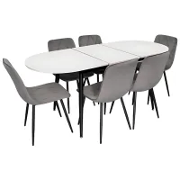 Set masă și scaune Evelin DT 533R B + 6 YTC-080B BLU-14 Ovală / PAL / Dark Gray