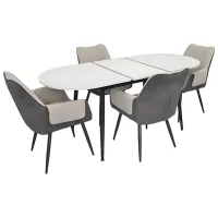 Set masă și scaune Evelin DT 533R B + 4 QT-227B UF885-13/UF885-15 Ovală / PAL / Dark Gray