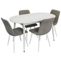 Set masă și scaune Evelin DT 533R Wh + 4 YTC-078Wh UF885-14 Ovală / PAL / Gray