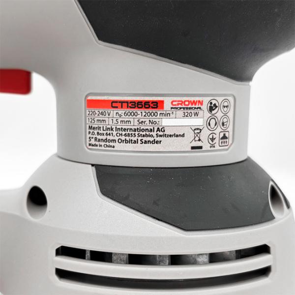 Șlefuitor Crown CT13663V Cu excentric / 320 W / Gray photo 6