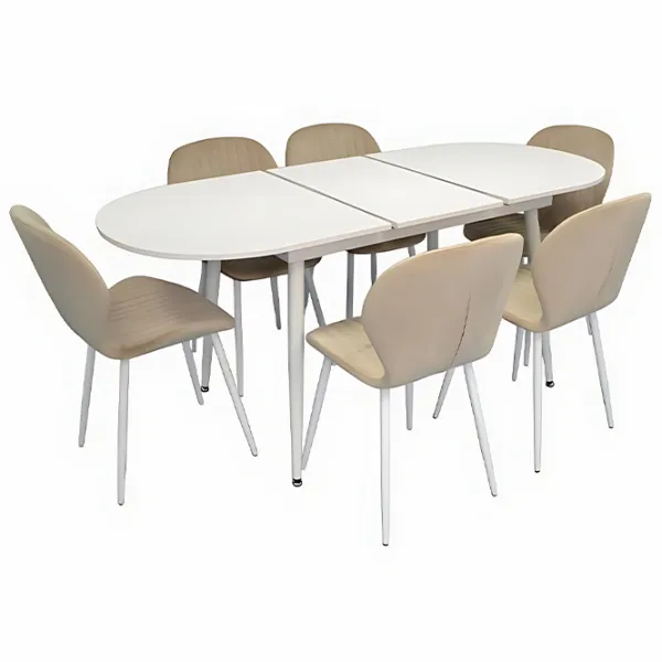 Set masă și scaune Evelin DT 533R Wh + 6 YTC-064Wh UF910-01 Ovală / PAL / Light-Beige photo 1