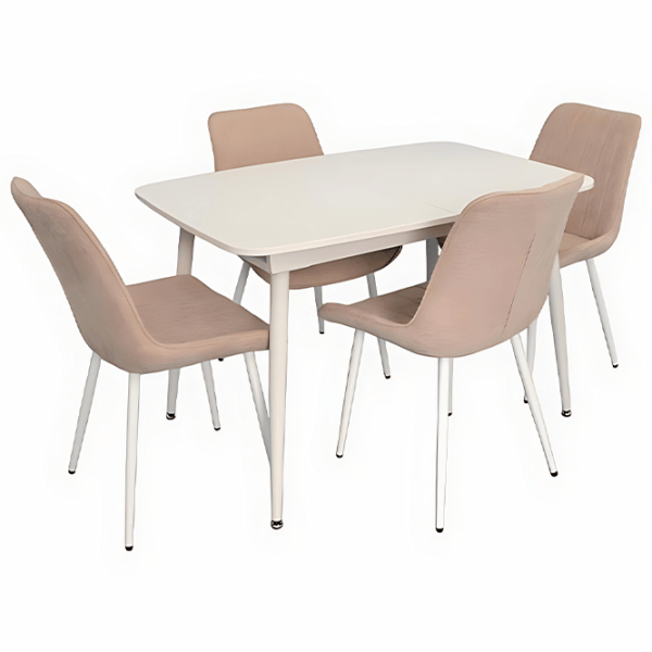 Set masă și scaune Evelin DT 532R Wh + 4 YTC-055Wh UF885-03 Ovală / PAL / Light-Beige photo 1