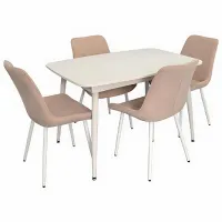 Set masă și scaune Evelin DT 532R Wh + 4 YTC-055Wh UF885-03 Ovală / PAL / Light-Beige