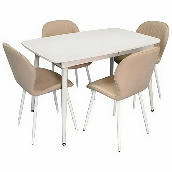 Set masă și scaune Evelin DT 532R Wh + 4 YTC-064Wh BJORN-24 Ovală / PAL / Light-Beige photo 1