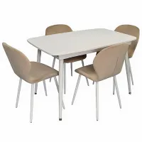 Set masă și scaune Evelin DT 532R Wh + 4 YTC-064Wh UF910-01 Ovală / PAL / Light-Beige
