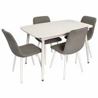 Set masă și scaune Evelin DT 532R Wh + 4 YTC-078Wh UF885-14 Ovală / PAL / Gray