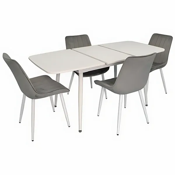 Set masă și scaune Evelin DT 532R Wh + 4 YTC-055Wh BLU-13 Ovală / PAL / Light Gray photo 1