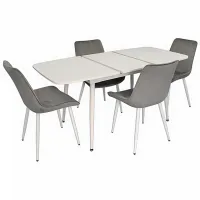 Set masă și scaune Evelin DT 532R Wh + 4 YTC-055Wh BLU-13 Ovală / PAL / Light Gray