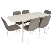 Set masă și scaune Evelin DT 532R Wh + 6 YTC-078Wh UF885-14 Ovală / PAL / Gray
