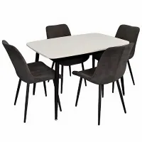 Set masă și scaune Evelin DT 532R B + 4 YTC-055B UF885-15 Ovală / PAL / Dark Gray