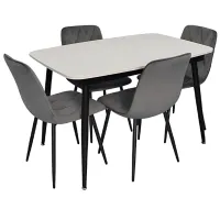 Set masă și scaune Evelin DT 532R B + 4 YTC-080B BLU-14 Dreptunghiulară / PAL / Dark Gray