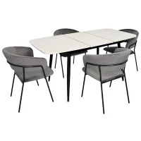 Set masă și scaune Evelin DT 532R B + 4 YTC-097B UF BLU-14 Dreptunghiulară / PAL / Dark Gray