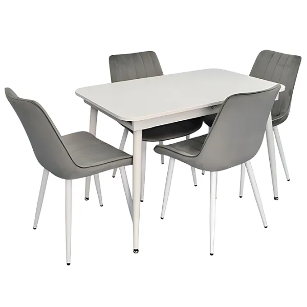 Set masă și scaune Evelin DT 531R Wh + 4 YTC-055Wh BLU-13 Dreptunghiulară / PAL / Light Gray photo 1