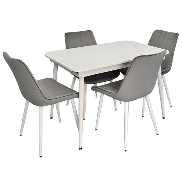 Set masă și scaune Evelin DT 531R Wh + 4 YTC-055Wh BLU-13 Dreptunghiulară / PAL / Light Gray photo 1