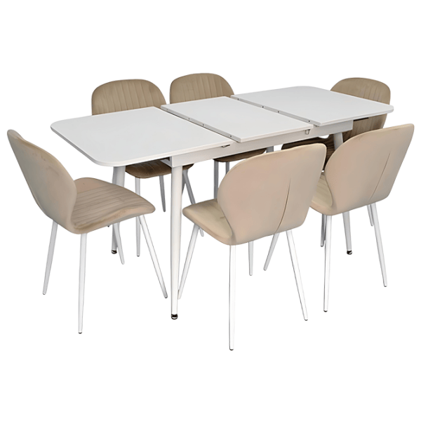 Set masă și scaune Evelin DT 531R Wh + 6 YTC-064Wh UF910-01 Dreptunghiulară / PAL / Light-Beige photo 1