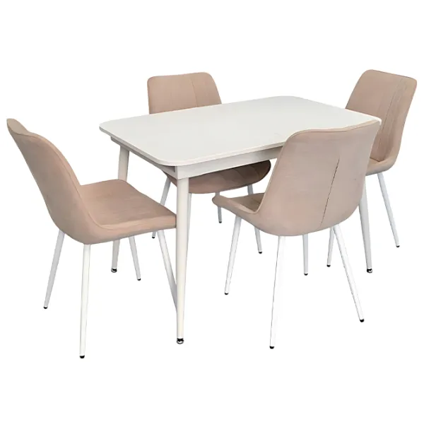 Set masă și scaune Evelin DT 531R Wh + 4 YTC-055Wh UF885-03 Dreptunghiulară / PAL / Light-Beige photo 1