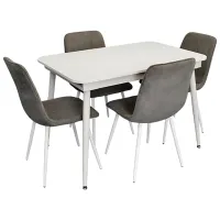 Set masă și scaune Evelin DT 531R Wh + 4 YTC-078Wh UF885-14 Dreptunghiulară / PAL / Gray