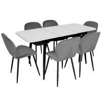 Set masă și scaune Evelin DT 531R B + 6 YTC-064B BLU-14 Dreptunghiulară / PAL / Dark Gray