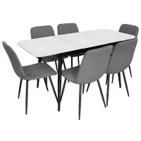 Set masă și scaune Evelin DT 531R B + 6 YTC-078B BJORN-13 Dreptunghiulară / PAL / Gray