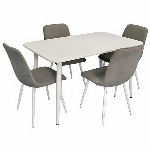 Set masă și scaune Evelin DT 405-4Wh + 4 YTC-078Wh UF885-14 Dreptunghiulară / PAL / Gray photo 1