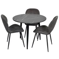 Set masă și scaune Evelin DT 404-6B + 3 YTC-064B UF885-15 Rotundă / PAL / Dark Gray