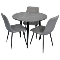 Set masă și scaune Evelin DT 404-6B + 3 YTC-078B BJORN-13 Rotundă / PAL / Gray
