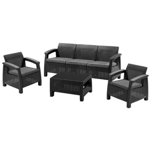 Set mobilă grădină Heniver Novara 3+1+1+T Polipropilenă / Plastic / Polipropilenă / Anthracite photo 1