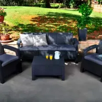 Set mobilă grădină Heniver Novara 3+1+1+T Polipropilenă / Plastic / Polipropilenă / Anthracite photo 4