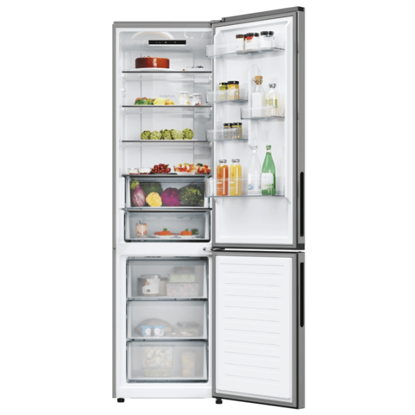 Frigider Candy CNCQ2T620EX cu congelator jos 409 l / 205 cm / Inox photo 2