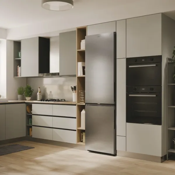 Frigider Candy CNCQ2T620EX cu congelator jos 409 l / 205 cm / Inox photo 14