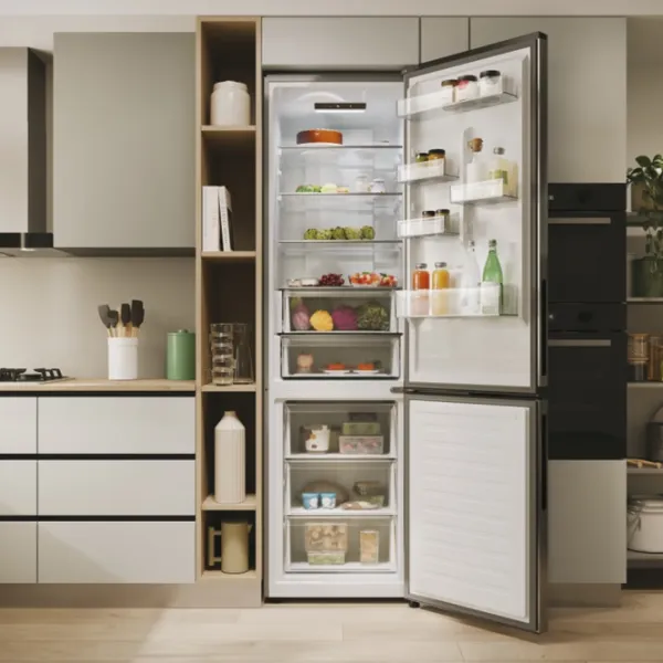 Frigider Candy CNCQ2T620EX cu congelator jos 409 l / 205 cm / Inox photo 15