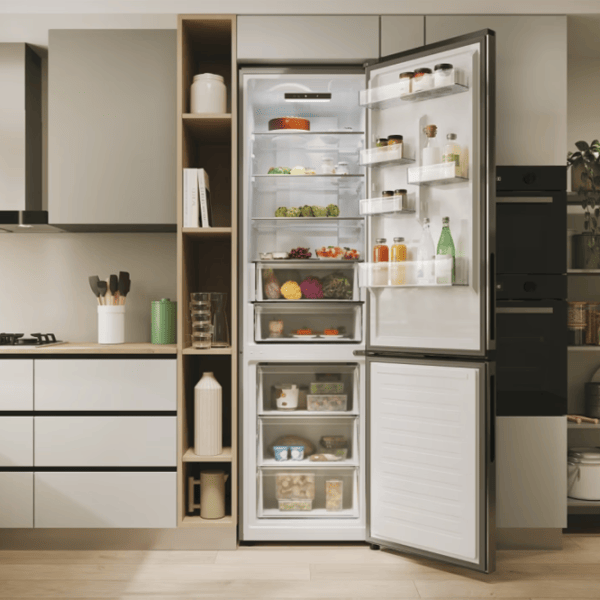 Frigider Candy CNCQ2T620EX cu congelator jos 409 l / 205 cm / Inox photo 15