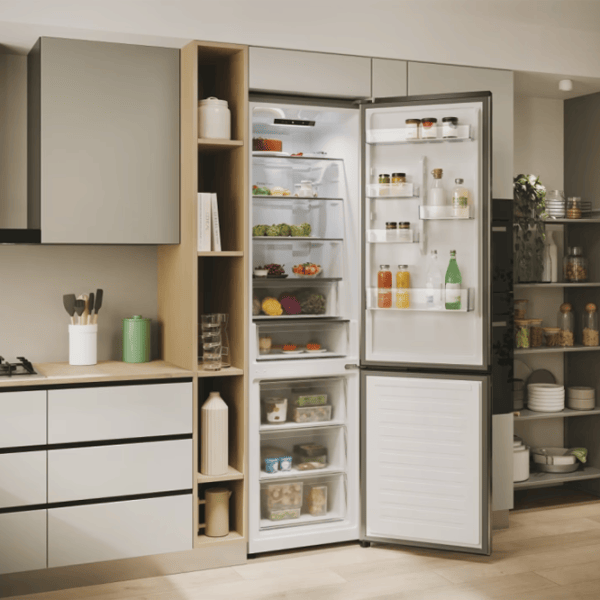 Frigider Candy CNCQ2T620EX cu congelator jos 409 l / 205 cm / Inox photo 16