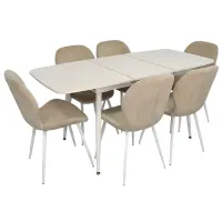 Set masă și scaune Evelin DT 532R Wh + 6 YTC-064Wh UF910-01 Ovală / PAL / Light-Beige