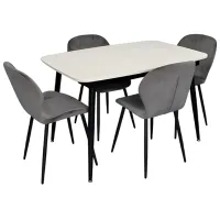 Set masă și scaune Evelin DT 532R B + 4 YTC-064B BLU-14 Ovală / PAL / Dark Gray