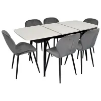 Set masă și scaune Evelin DT 532R B + 6 YTC-064B BLU-14 Dreptunghiulară / PAL / Dark Gray