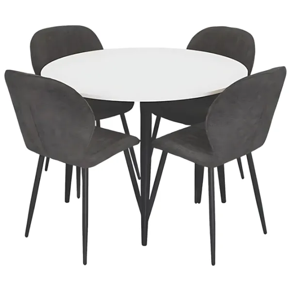Set masă și scaune Evelin DT 402-3B + 4 YTC-064B UF885-15 Rotundă / PAL / Dark Gray photo 1
