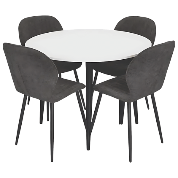 Set masă și scaune Evelin DT 402-3B + 4 YTC-064B UF885-15 Rotundă / PAL / Dark Gray photo 1
