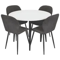 Set masă și scaune Evelin DT 402-3B + 4 YTC-064B UF885-15 Rotundă / PAL / Dark Gray