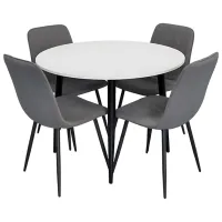 Set masă și scaune Evelin DT 402-3B + 4 YTC-078B BJORN-13 Rotundă / PAL / Gray