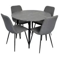 Set masă și scaune Evelin DT 402-6B + 4 YTC-078B BJORN-13 Rotundă / PAL / Gray
