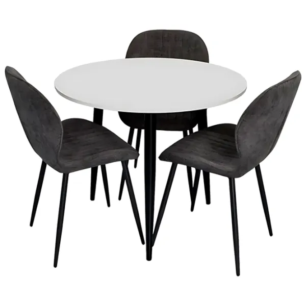 Set masă și scaune Evelin DT 404-3B + 3 YTC-064B UF885-15 Rotundă / PAL / Dark Gray photo 1