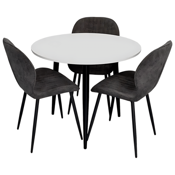 Set masă și scaune Evelin DT 404-3B + 3 YTC-064B UF885-15 Rotundă / PAL / Dark Gray photo 1