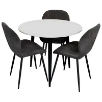 Set masă și scaune Evelin DT 404-3B + 3 YTC-064B UF885-15 Rotundă / PAL / Dark Gray