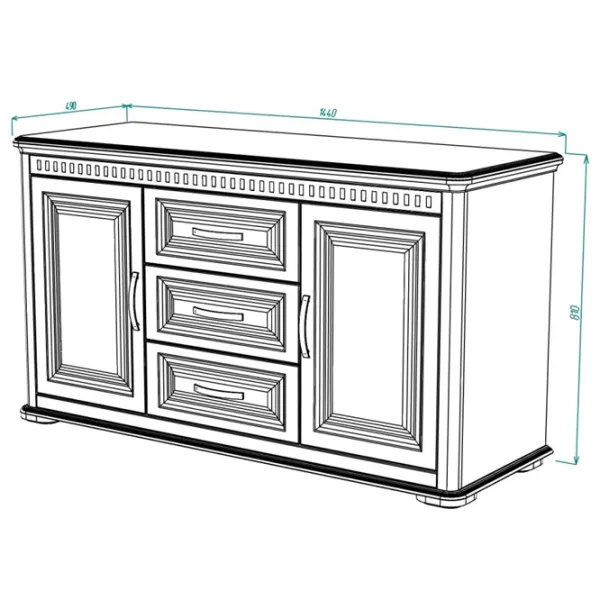 Комод ML-Mobila Марсель 2 №16 81 x 144 x 49см / МДФ / Дуб полярный photo 5