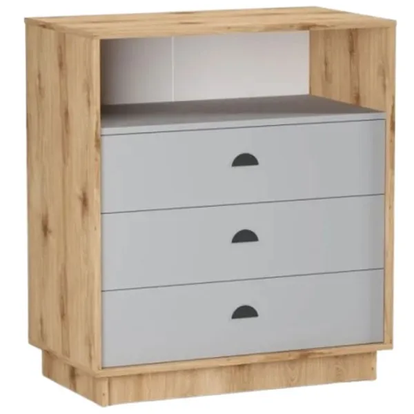 Comodă ML-Mobila Simpl 90 x 80 x 45 / PAL / Gri deschis photo 1