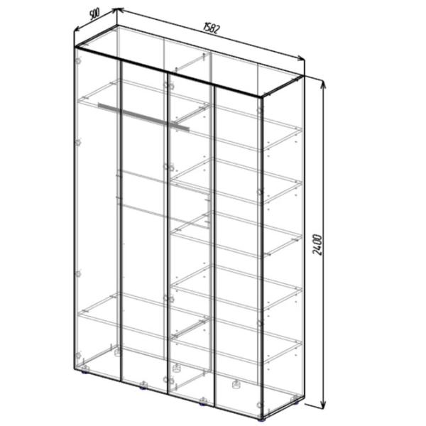 Dulap ML-Mobila Lira 4Д 160 x 50 x 240 / DSP / Gri deschis photo 3