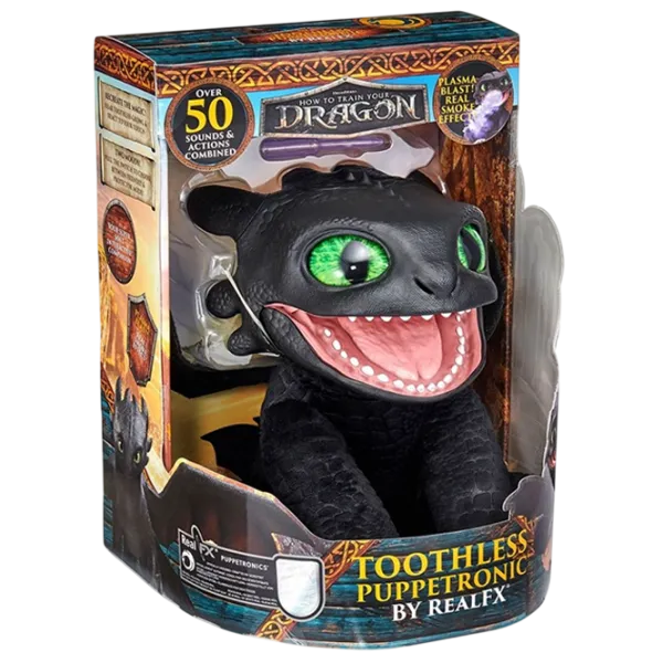 Jucărie interactivă Real FX How to Train Your Dragon Toothless Puppetronic HTTYD100101 6+ / Green Black photo 1