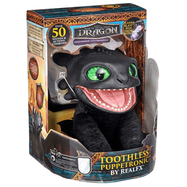 Jucărie interactivă Real FX How to Train Your Dragon Toothless Puppetronic HTTYD100101 6+ / Green Black photo 1